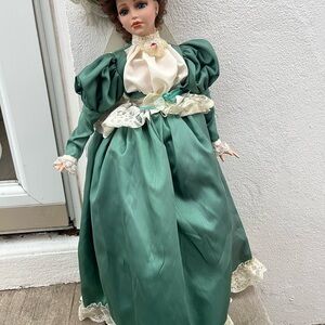 Elegant Green Doll with Lace Dress